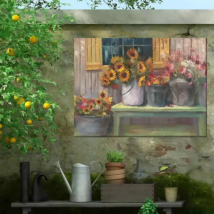 Outdoor Wall Decor-Kirklands Home Buckets of Floral Bliss Outdoor Canvas Art Print