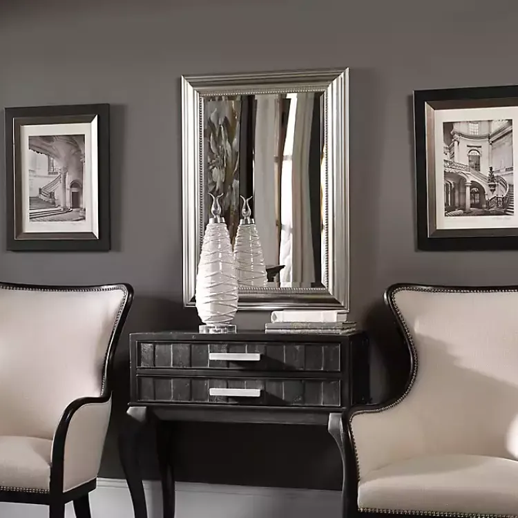 Decorative Mirrors-Kirklands Home Wooden Silver Leaf Mirror