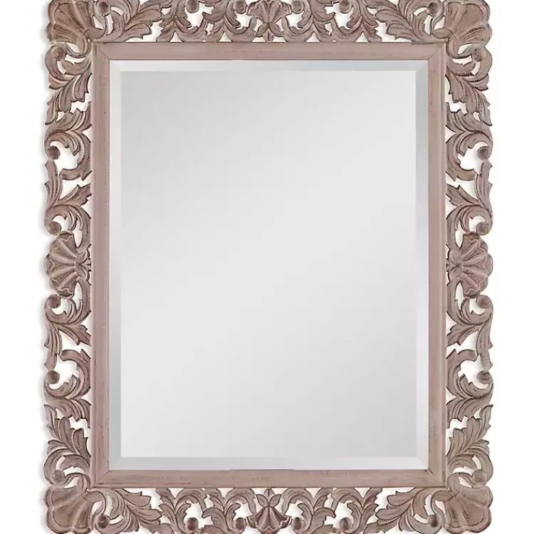Decorative Mirrors-Kirklands Home Natural Wooden Beveled Wall Mirror