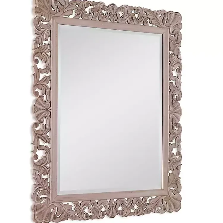 Decorative Mirrors-Kirklands Home Natural Wooden Beveled Wall Mirror