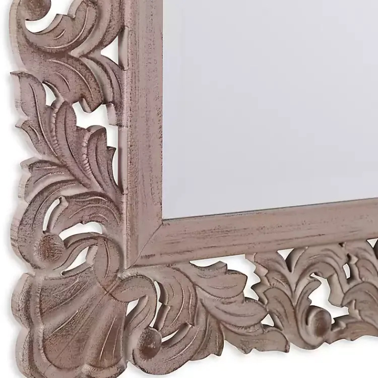 Decorative Mirrors-Kirklands Home Natural Wooden Beveled Wall Mirror