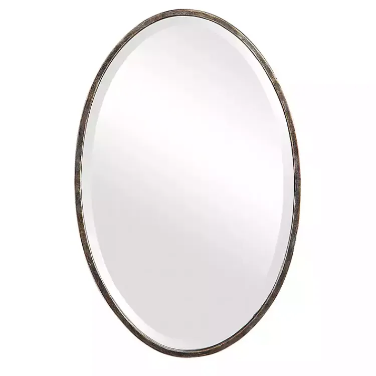 Framed Mirrors-Kirklands Home Dark Bronze Oval Wall Mirror