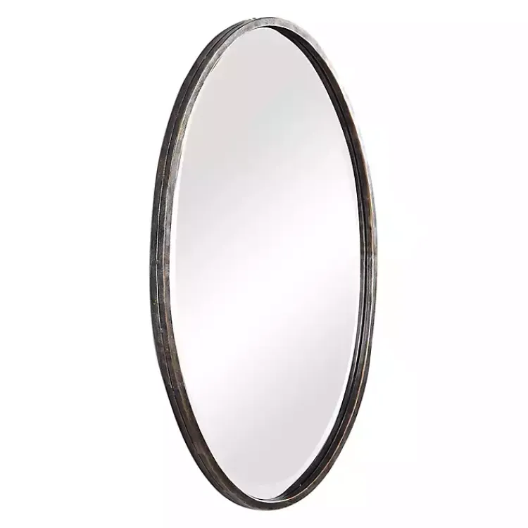 Framed Mirrors-Kirklands Home Dark Bronze Oval Wall Mirror