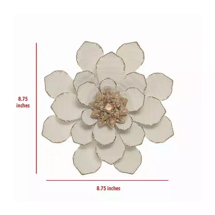 Wall Plaques-Kirklands Home and Gold Metal Flower Small Wall Plaque White