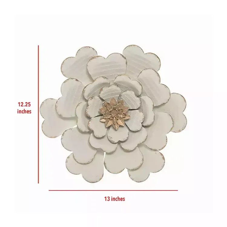 Wall Plaques-Kirklands Home and Gold Metal Flower Large Wall Plaque White