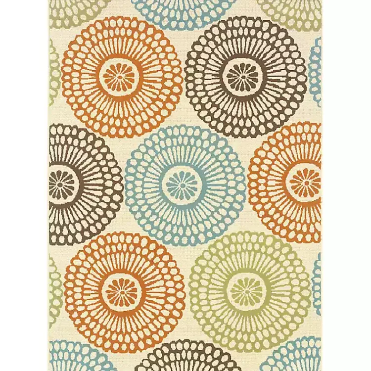 Outdoor Rugs-Kirklands Home Blue and Orange Circles Outdoor Area Rug, 3x5