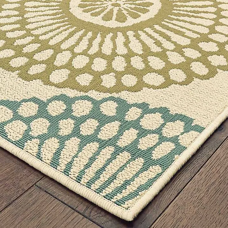 Outdoor Rugs-Kirklands Home Blue and Orange Circles Outdoor Area Rug, 5x7