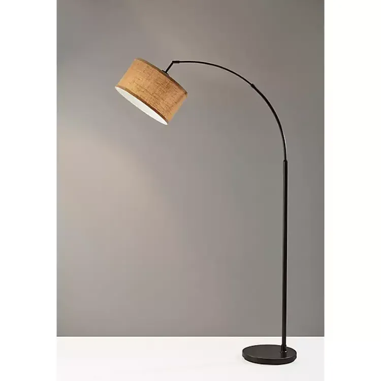 Floor Lamps-Kirklands Home Burlap Arc Floor Lamp Tan
