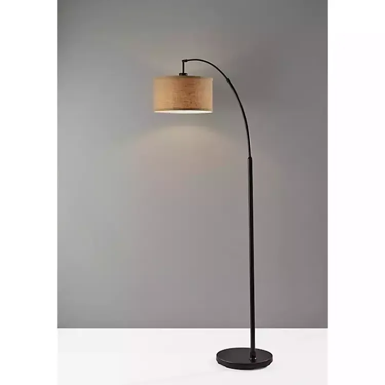 Floor Lamps-Kirklands Home Burlap Arc Floor Lamp Tan