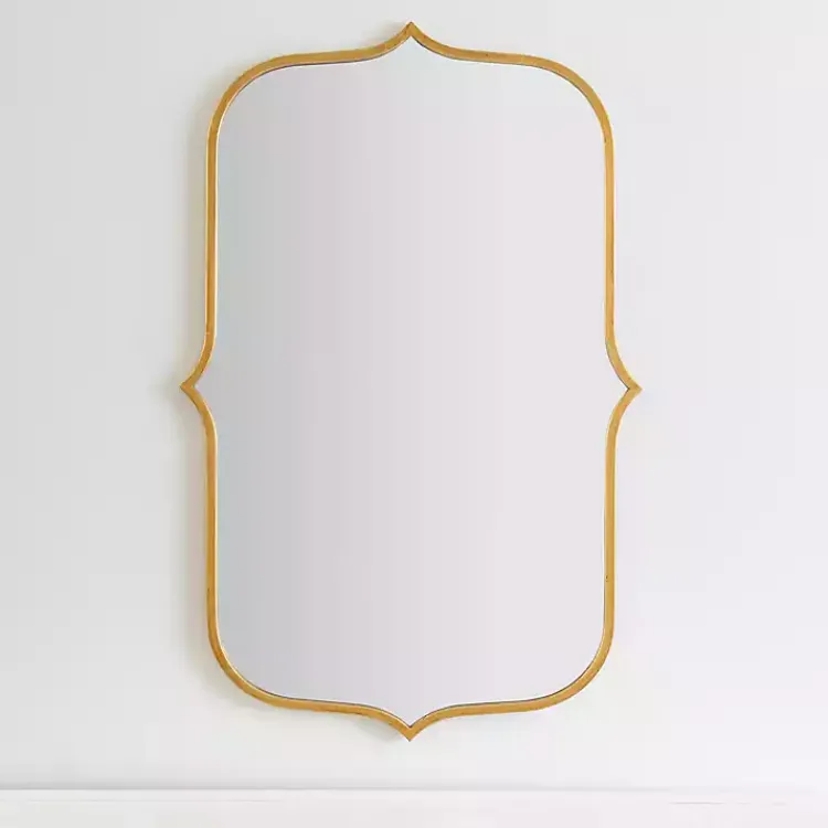 Framed Mirrors-Kirklands Home Gold Metal Scallop Linear Mirror