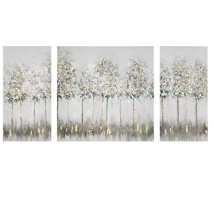 Canvas Art-Kirklands Home Blue and Gold Trees Canvas Art Prints, Set of 3