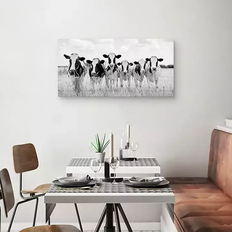 Canvas Art-Kirklands Home Grazing Cow Monochrome Canvas Art Print, 35x17 in.