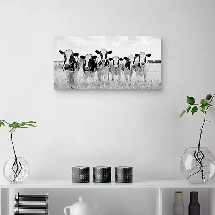 Canvas Art-Kirklands Home Grazing Cow Monochrome Canvas Art Print, 35x17 in.