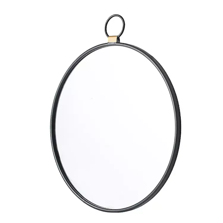 Decorative Mirrors-Kirklands Home Black Metal Round Top Loop Wall Mirror