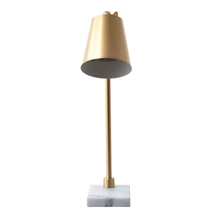 Table Lamps-Kirklands Home Brass Cone Desk Lamp with Marble Base Gold