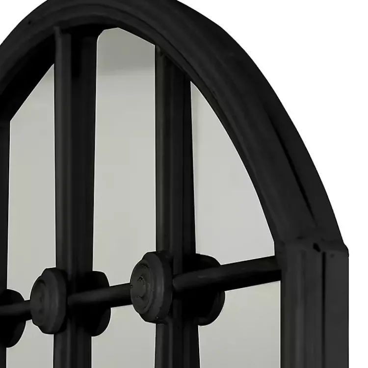 Decorative Mirrors-Kirklands Home Black Iron Arched Windowpane Mirror