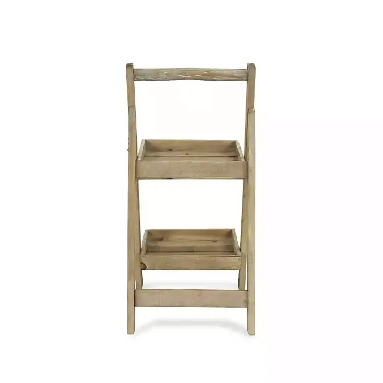 Planters-Kirklands Home Natural Wood 2-Tier Folding Plant Stand, 30 in. Brown