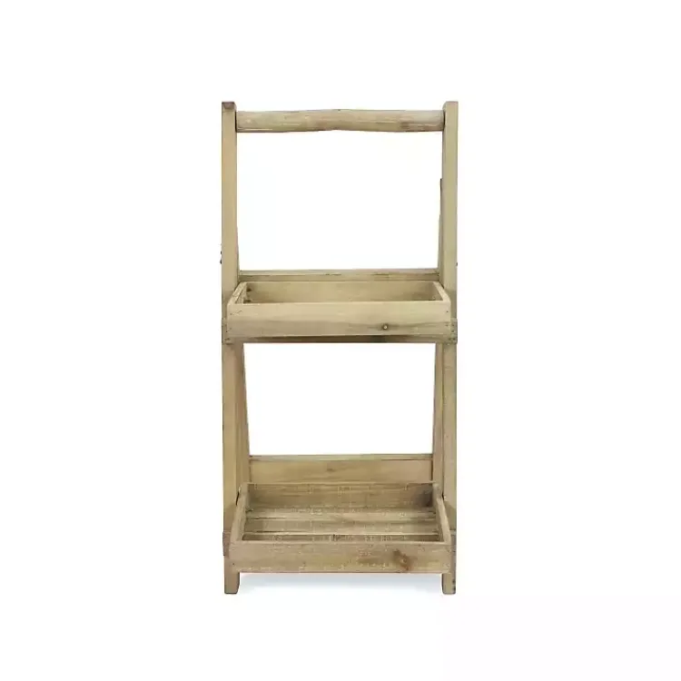 Planters-Kirklands Home Natural Wood 2-Tier Folding Plant Stand, 30 in. Brown