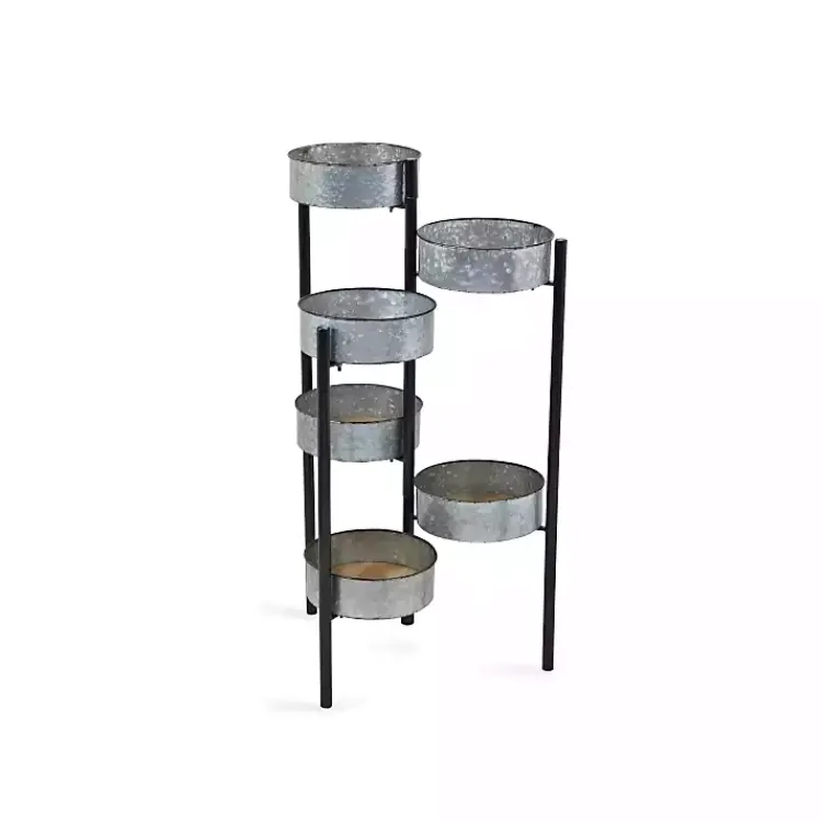 Planters-Kirklands Home Metal and Wood 6-Pot Folding Plant Stand