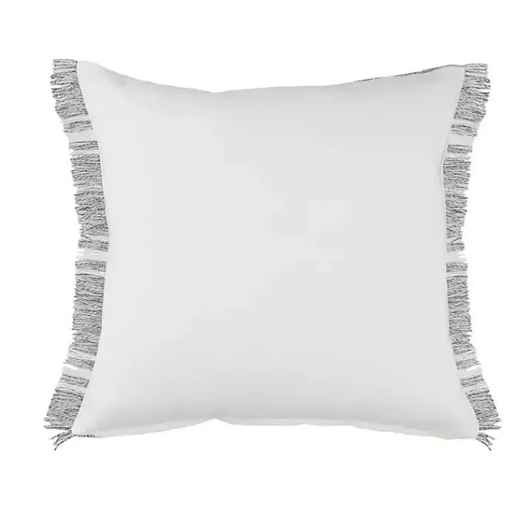 Outdoor Cushions & Pillows-Kirklands Home Gray and White Triple Stripe Outdoor Pillow