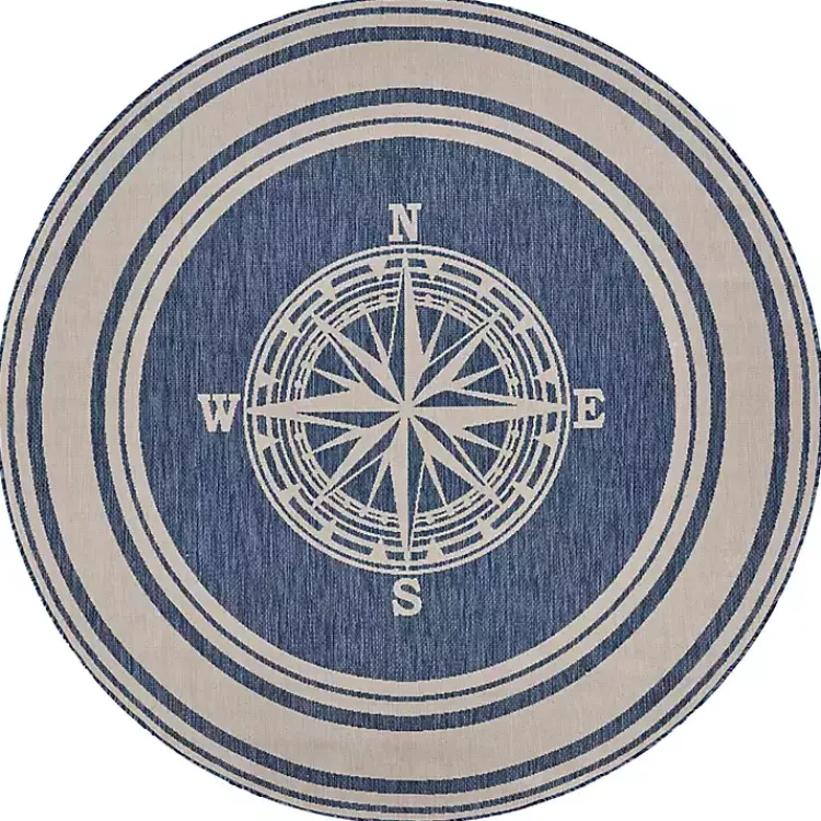Outdoor Rugs-Kirklands Home Nautical Navigation Round Outdoor Area Rug