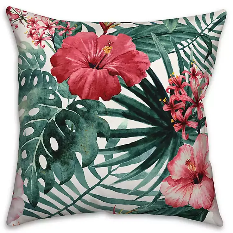Outdoor Cushions & Pillows-Kirklands Home Tropical Flowers Outdoor Pillow