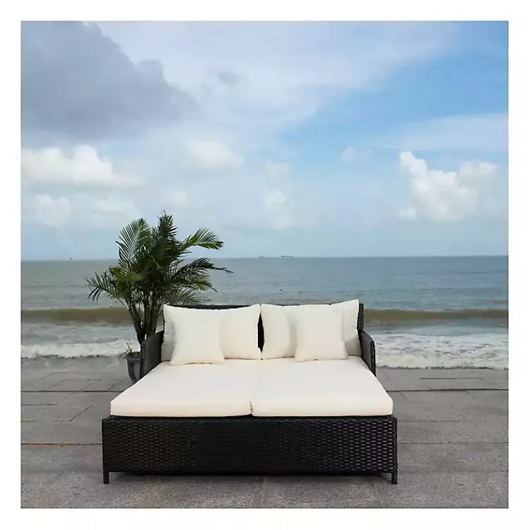 Outdoor Seating-Kirklands Home Black Wicker Outdoor Daybed