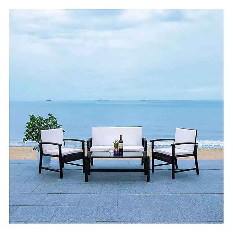 Outdoor Sets-Kirklands Home Modern Wicker 4-pc. Outdoor Living Set Black