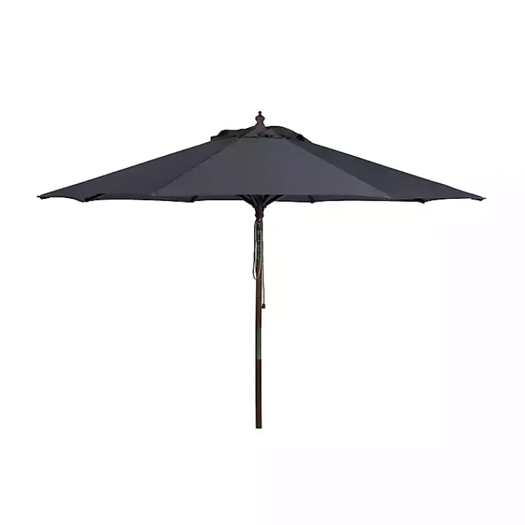 Outdoor Accent Furniture-Kirklands Home 9 ft. Eucalyptus Outdoor Umbrella Gray
