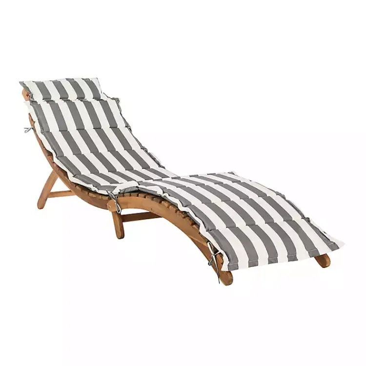 Outdoor Sets-Kirklands Home Acacia Wood 3-pc. Chaise Set with Striped Cushions
