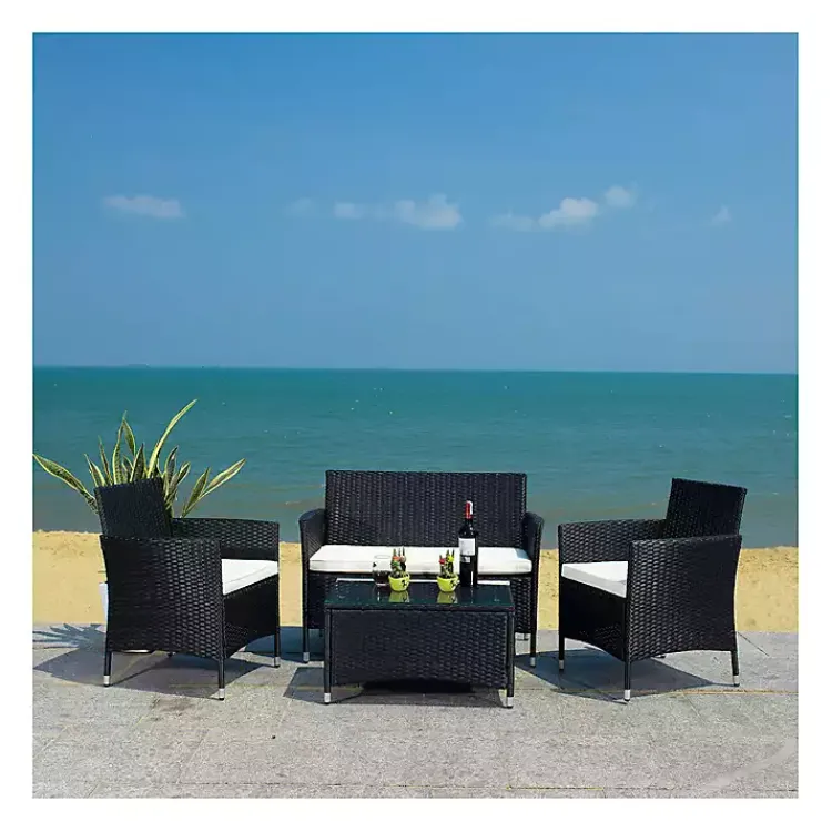 Outdoor Sets-Kirklands Home Black Box Wicker 4-pc. Outdoor Living Set