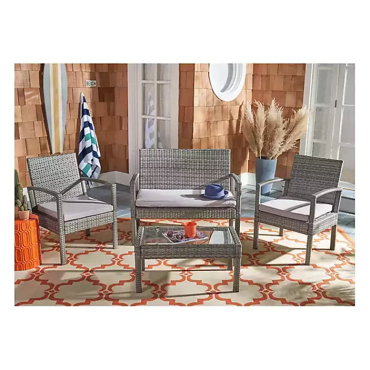 Outdoor Sets-Kirklands Home Wicker Frame 4-pc. Outdoor Living Set Gray