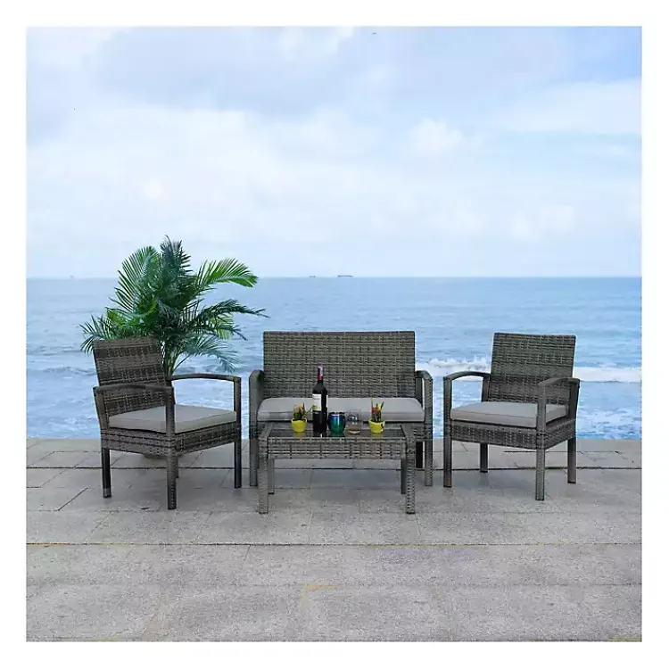 Outdoor Sets-Kirklands Home Wicker Frame 4-pc. Outdoor Living Set Gray