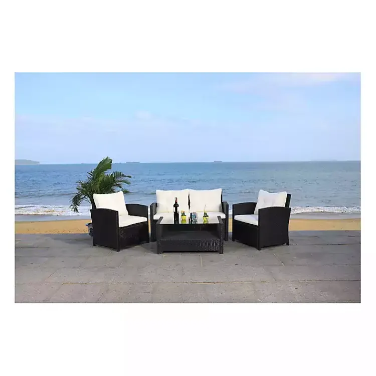 Outdoor Sets-Kirklands Home Black Wicker 4-pc. Deluxe Outdoor Living Set