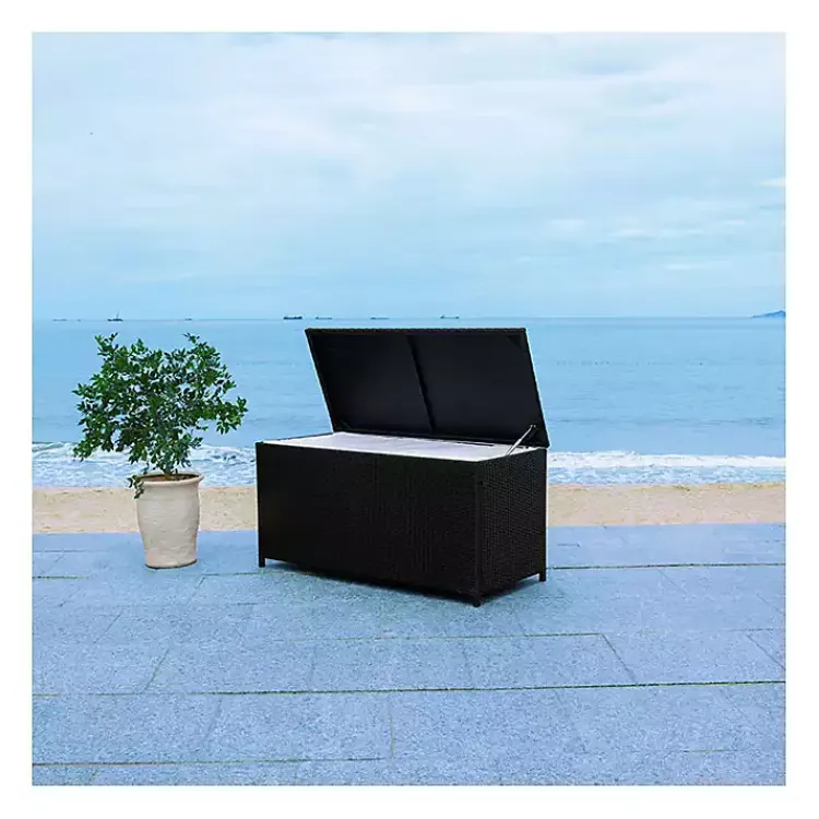 Outdoor Accent Furniture-Kirklands Home Wicker Outdoor Storage Box Black