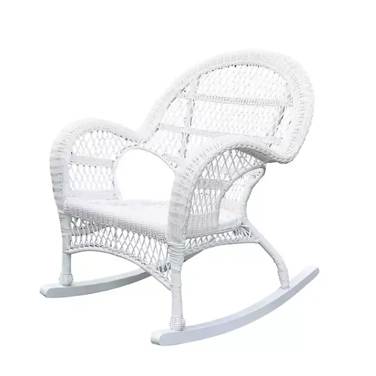 Outdoor Seating-Kirklands Home Resin Wicker Rocking Chair White