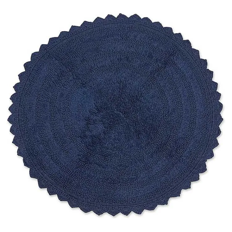 Bathroom Rugs-Kirklands Home Round French Crochet Bath Mat, 28 in. Blue