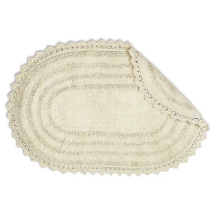Bathroom Rugs-Kirklands Home Oval Classic Crochet Bath Mat Ivory