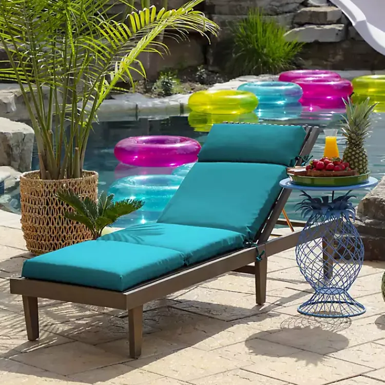 Outdoor Cushions & Pillows-Kirklands Home Lake Leala Outdoor Chaise Cushion Blue