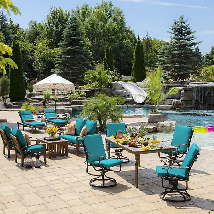 Outdoor Cushions & Pillows-Kirklands Home Lake Leala Outdoor Chaise Cushion Blue