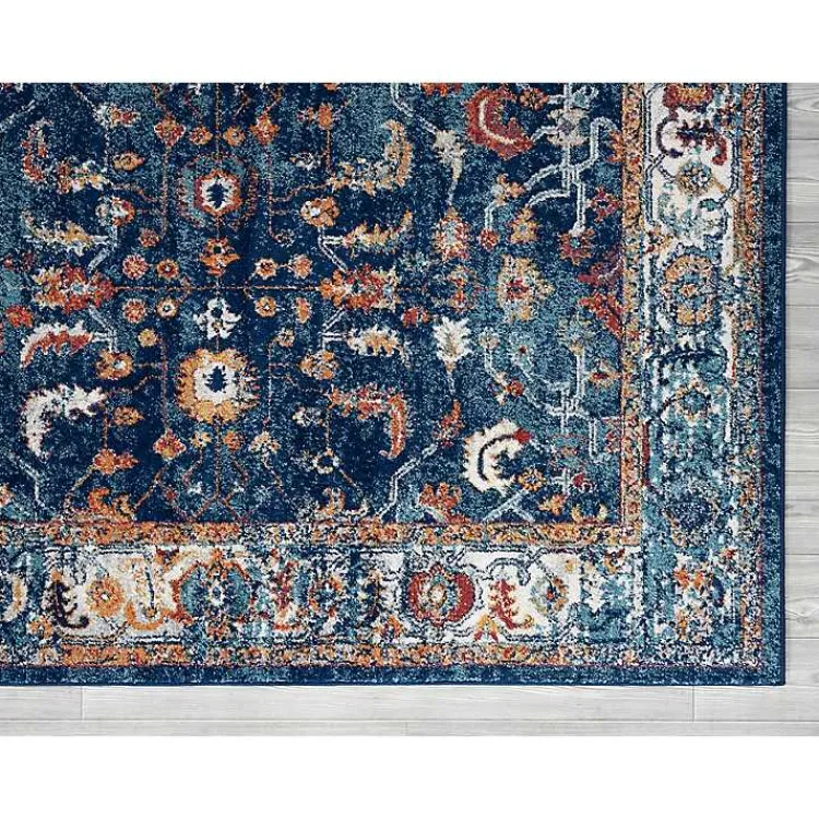 Area Rugs-Kirklands Home Navy Bordered Pattern Area Rug, 7x9