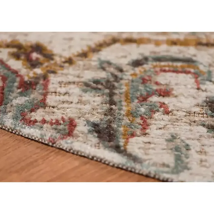 Area Rugs-Kirklands Home Beige Vintage Medallion Round Area Rug, 6 ft. Brown