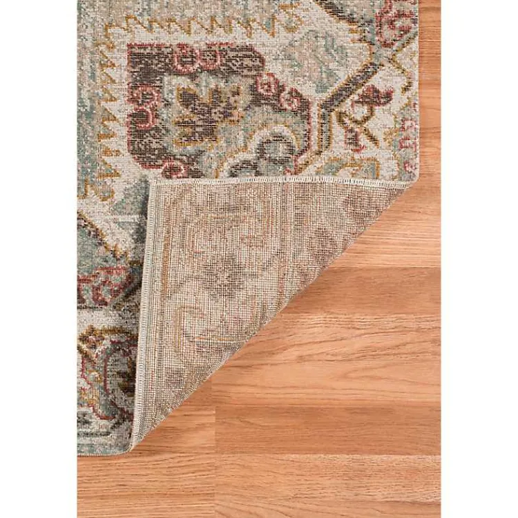 Area Rugs-Kirklands Home Beige Vintage Medallion Round Area Rug, 6 ft. Brown