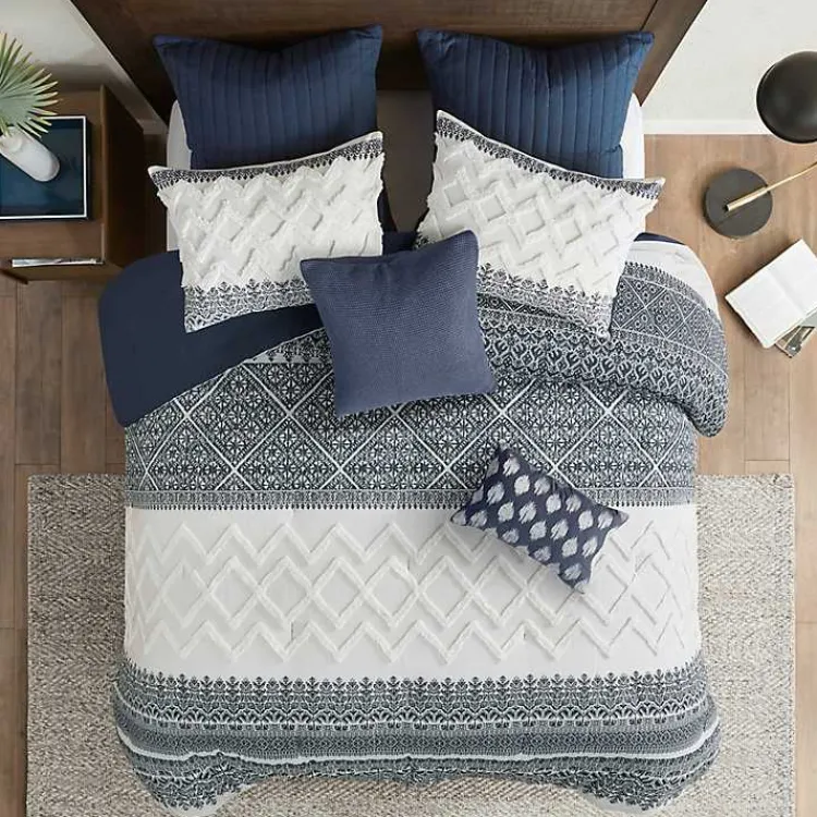 Comforters-Kirklands Home Navy and White 3-pc. Full/Queen Comforter Set
