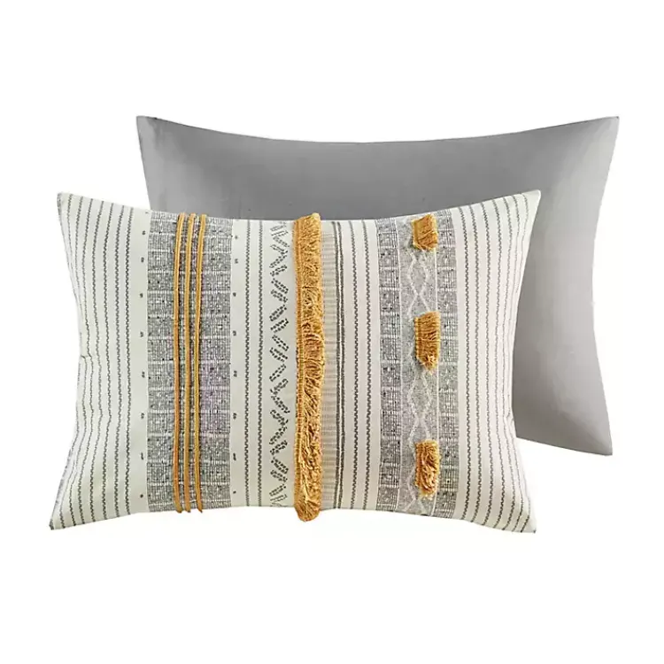 Duvets-Kirklands Home Yellow Striped Pom Pom 3-pc. Full/Queen Duvet Set