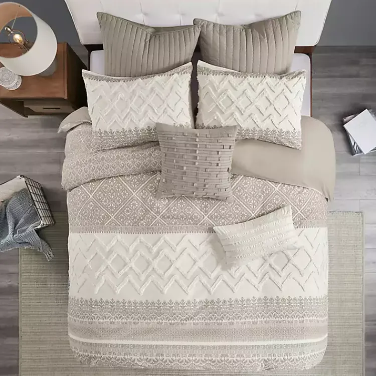 Duvets-Kirklands Home and White 3-pc. Full/Queen Duvet Set Gray