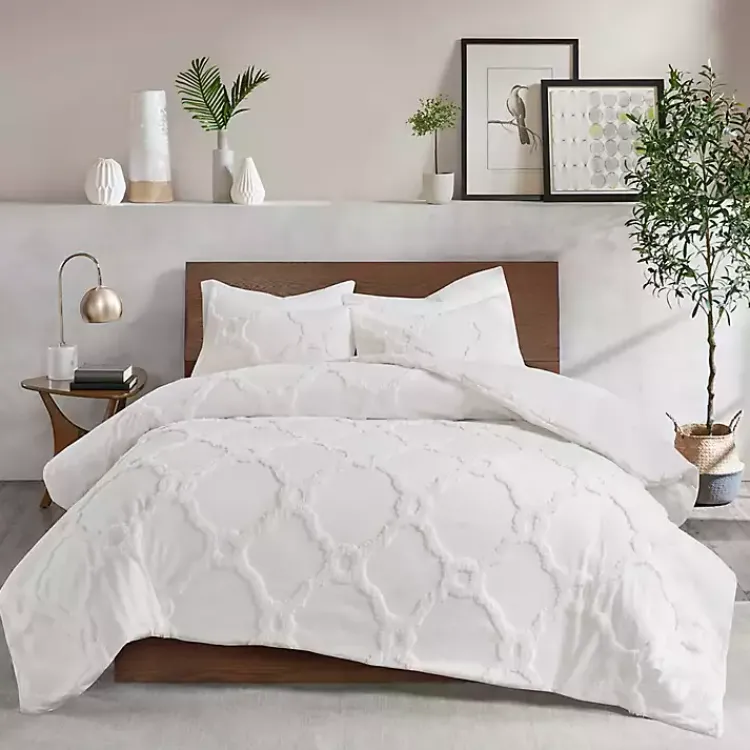 Comforters-Kirklands Home Geometric Full/Queen 3-pc. Comforter Set White