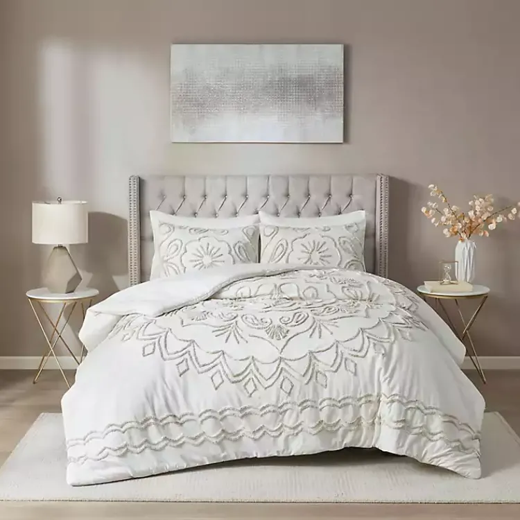 Comforters-Kirklands Home Cream Medallion California King Comforter Set White