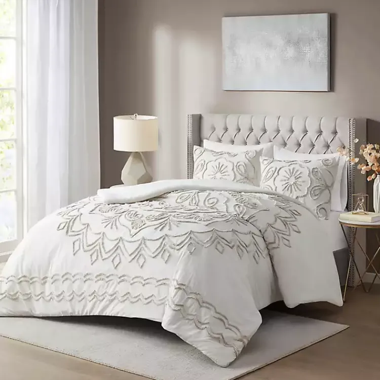 Comforters-Kirklands Home Cream Medallion California King Comforter Set White