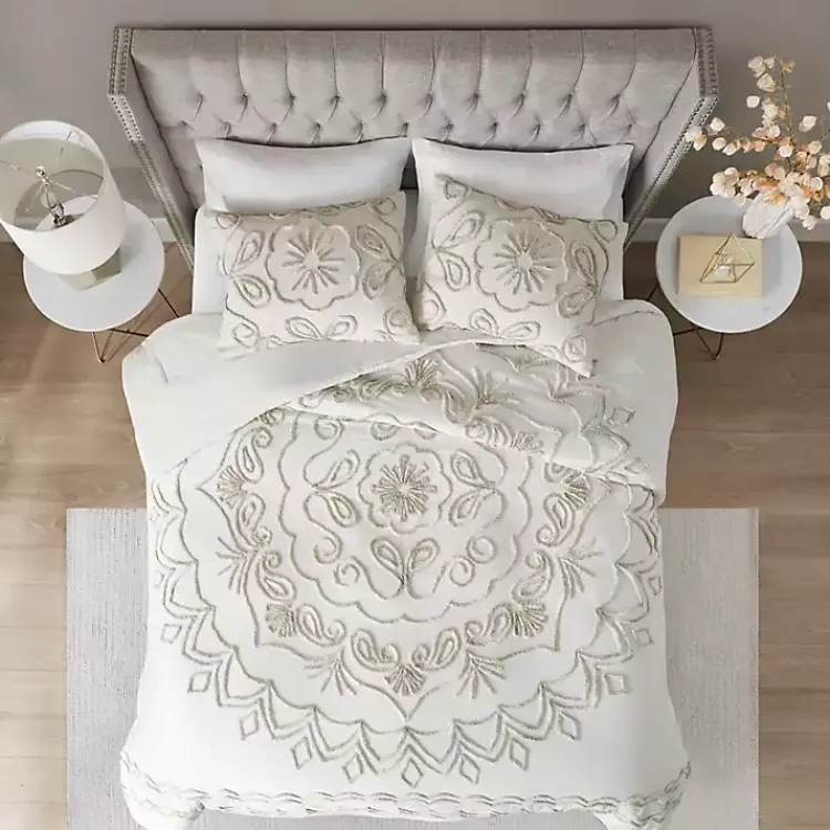 Comforters-Kirklands Home Cream Medallion California King Comforter Set White